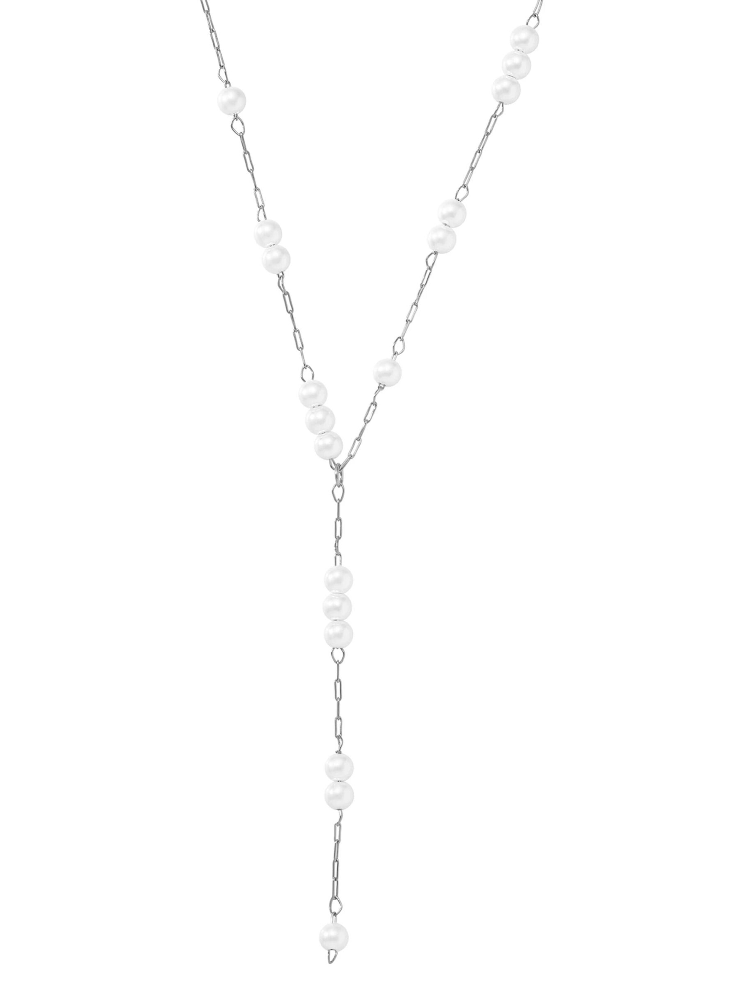 Chaîne 'Cluster Pearl Y Chain' Hey Happiness en argent