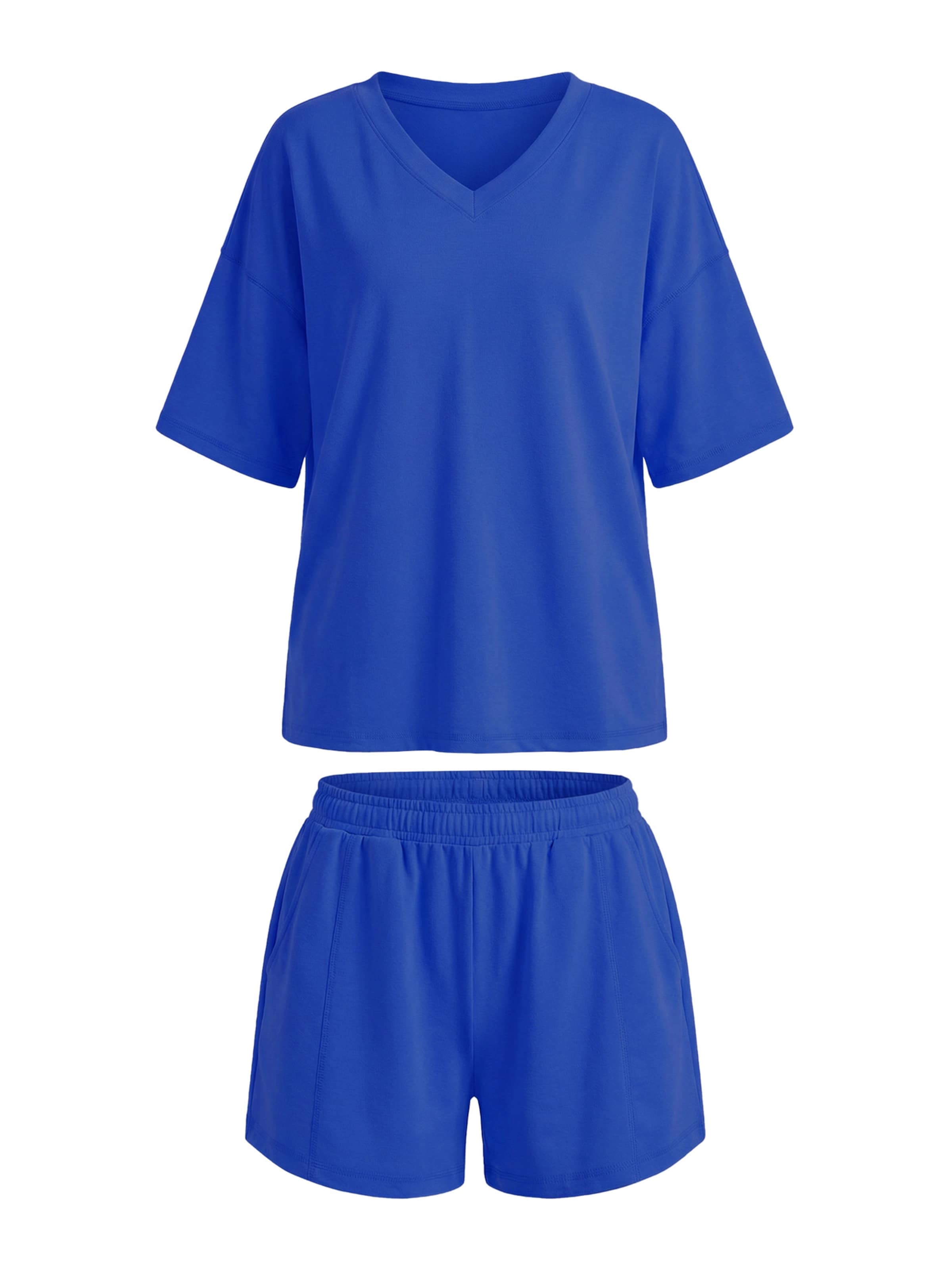 Imily Bela Set: T-Shirt und Shorts in Blau: Vorderseite