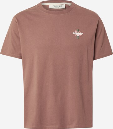 POMPEII - Camisa 'IMPOSTOR SYNDROME' em castanho: frente