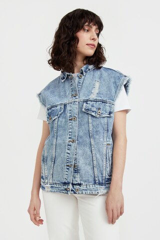 Finn Flare Bodywarmer 'Basic' in Blauw: voorkant