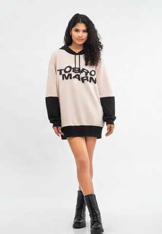 Sweat-shirt Tom Barron en beige : devant