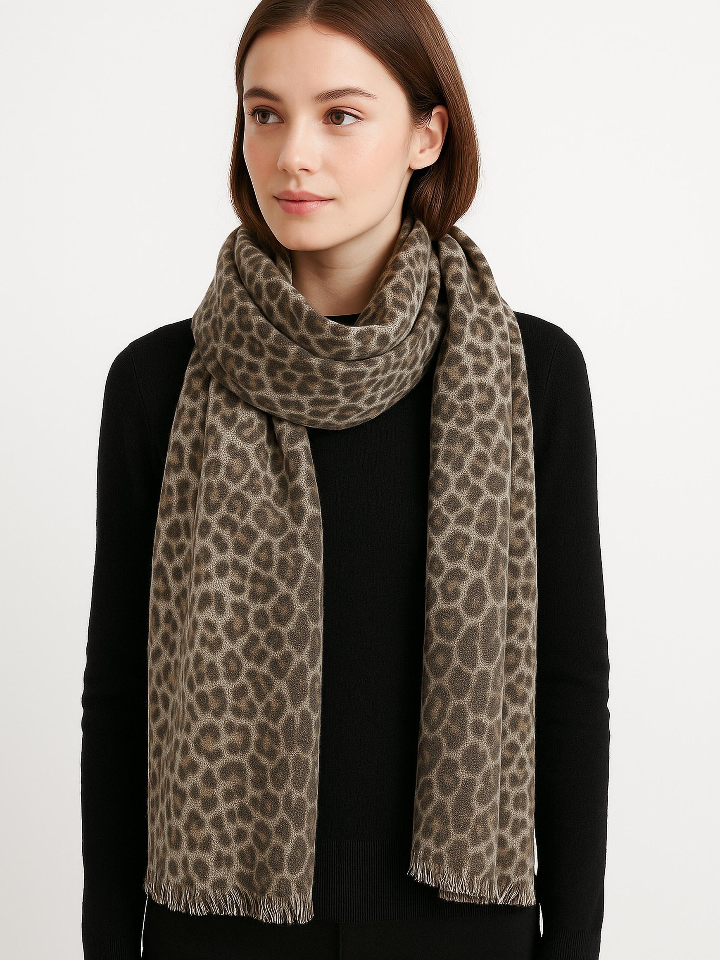COLLEZIONE ALESSANDRO Scarf 'Leopardino' in Brown: front