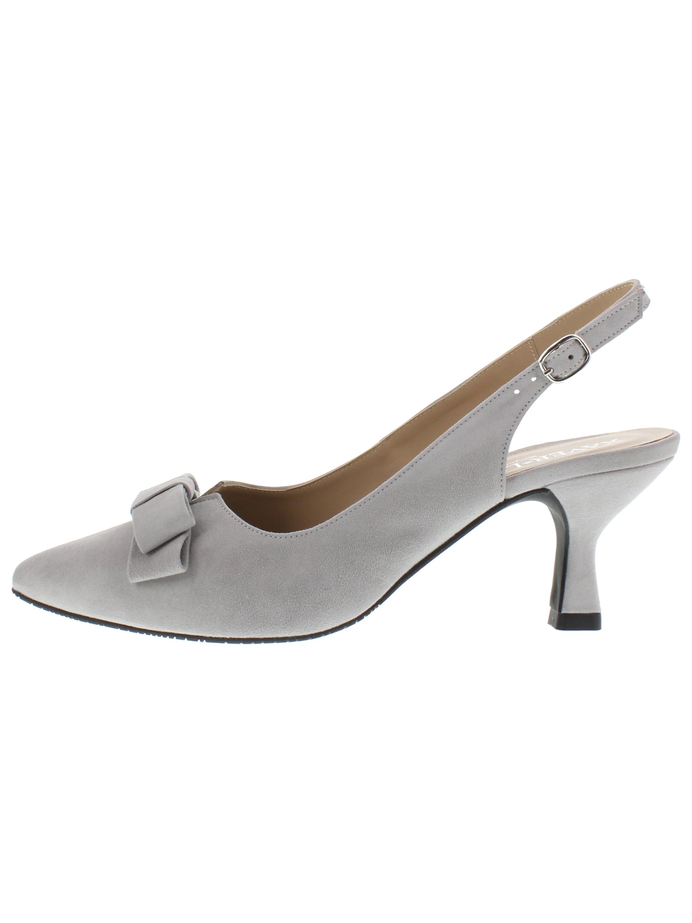XAVER LUIS Schuhmanufaktur Slingback Pumps 'MARISA' in Grey: front