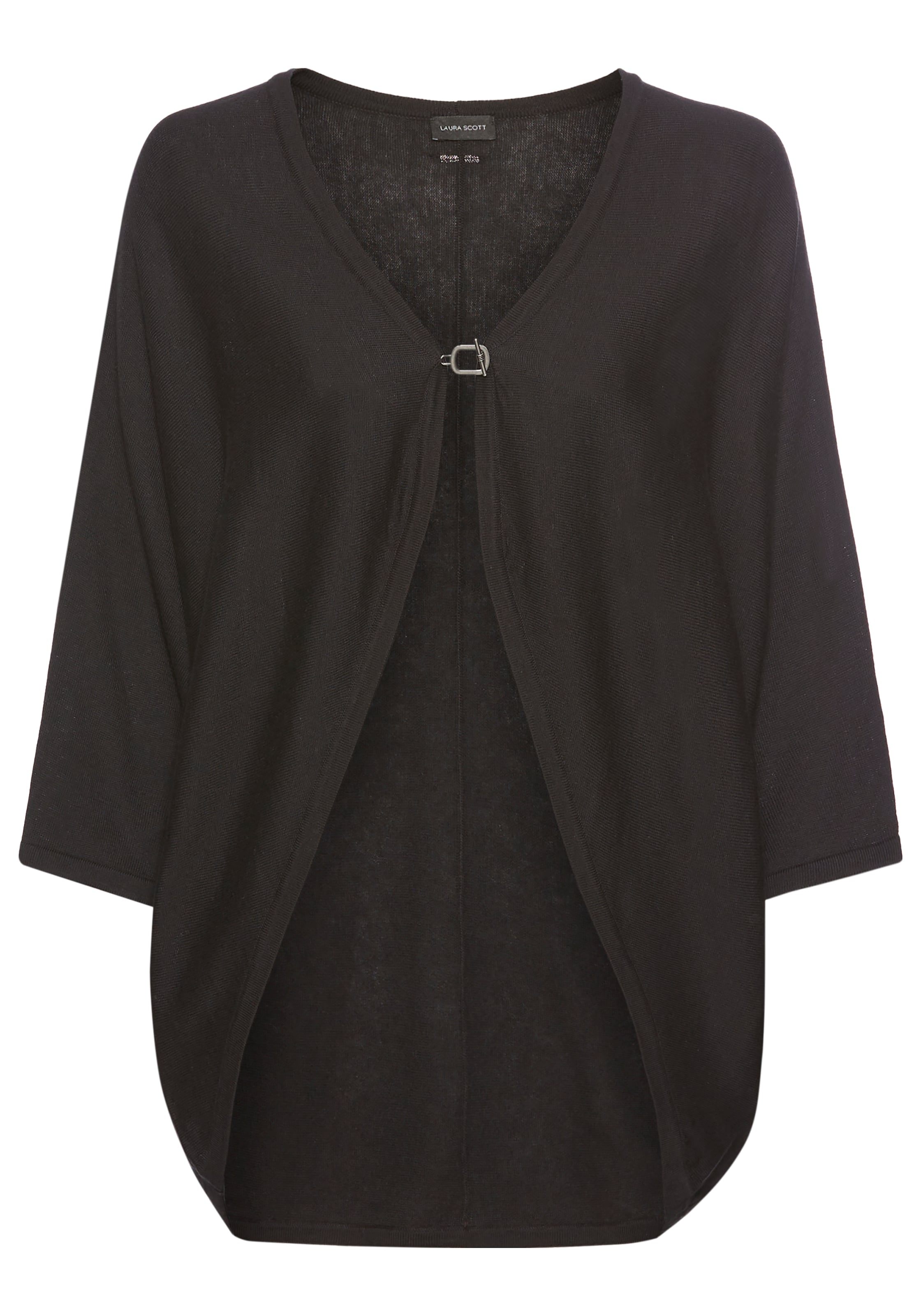LAURA SCOTT Knit Cardigan in Black: front