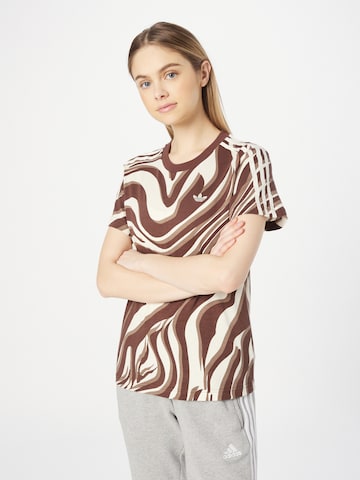 ruda ADIDAS ORIGINALS Marškinėliai 'Abstract Allover Animal Print': priekis