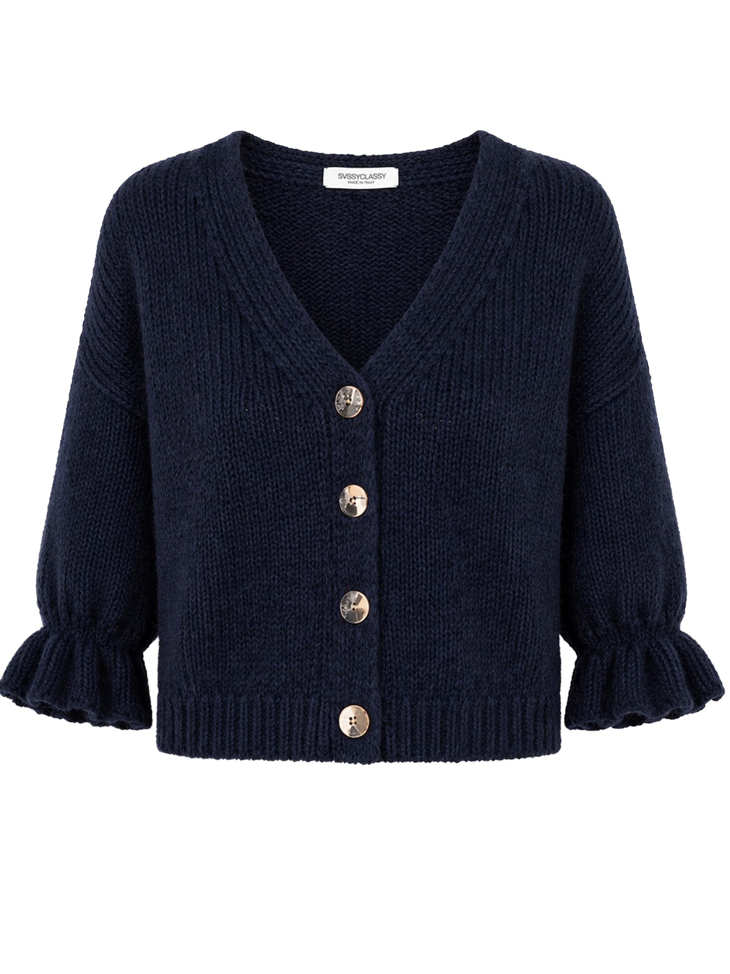 SASSYCLASSY Oversizestrickjacke‌‌‌‌‌‌‌‌‌ in Blau: Vorderseite