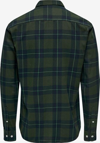 Only & Sons Slim fit Button Up Shirt 'Ari' in Green