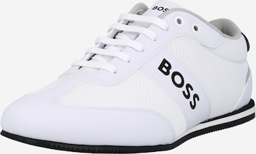 BOSS Black Sneakers in White: front