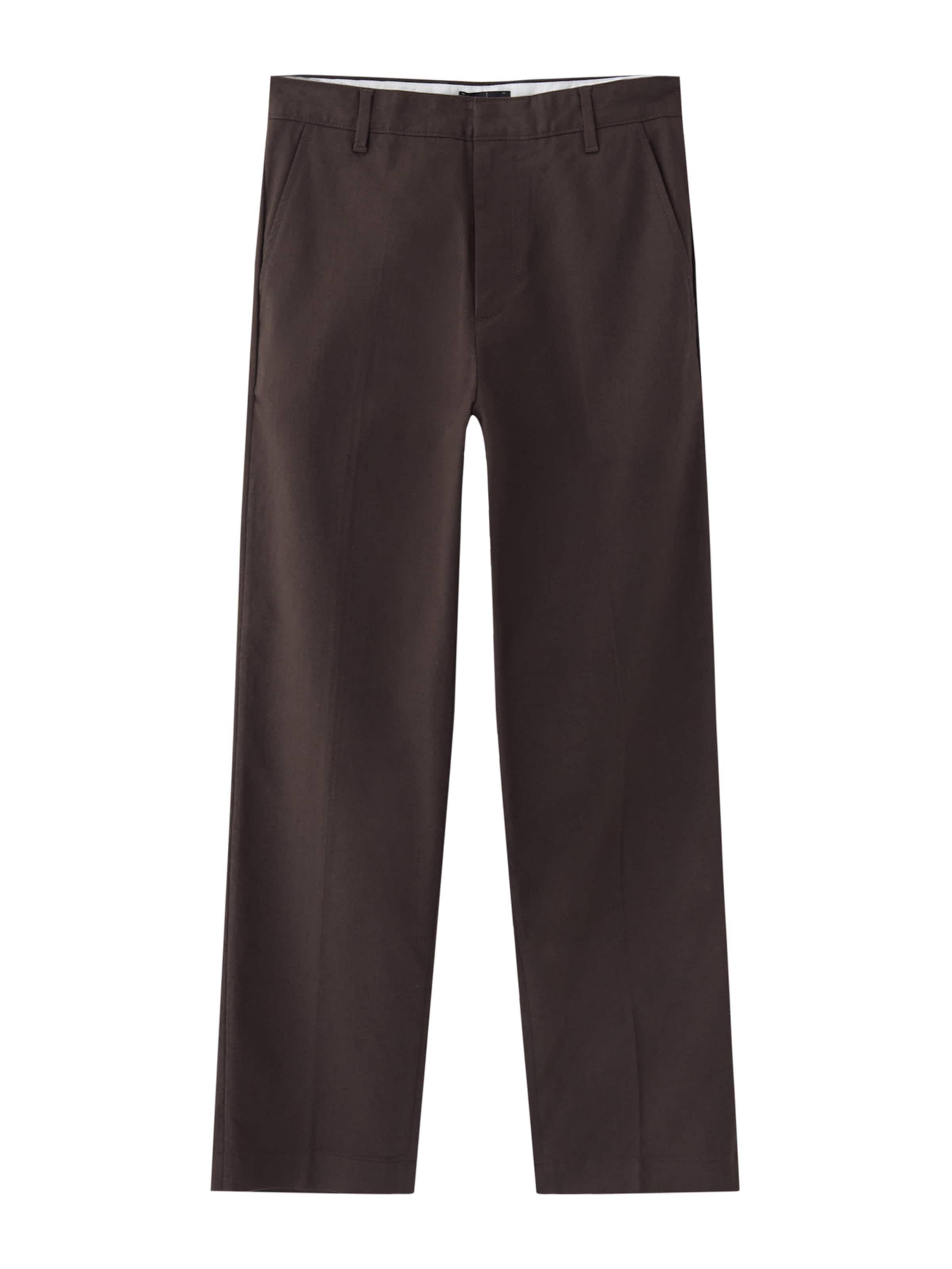 Pull&Bear Štandardný strih Nohavice s pukmi - Hnedá: predná strana