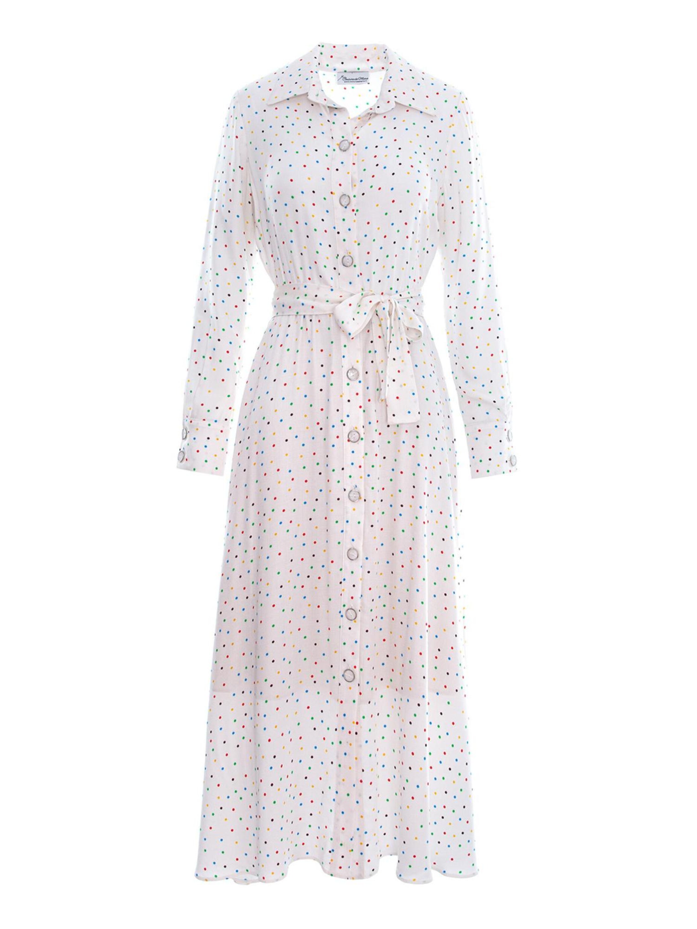 Couture de Marie - Vestido camisero 'Raya' en blanco: frente