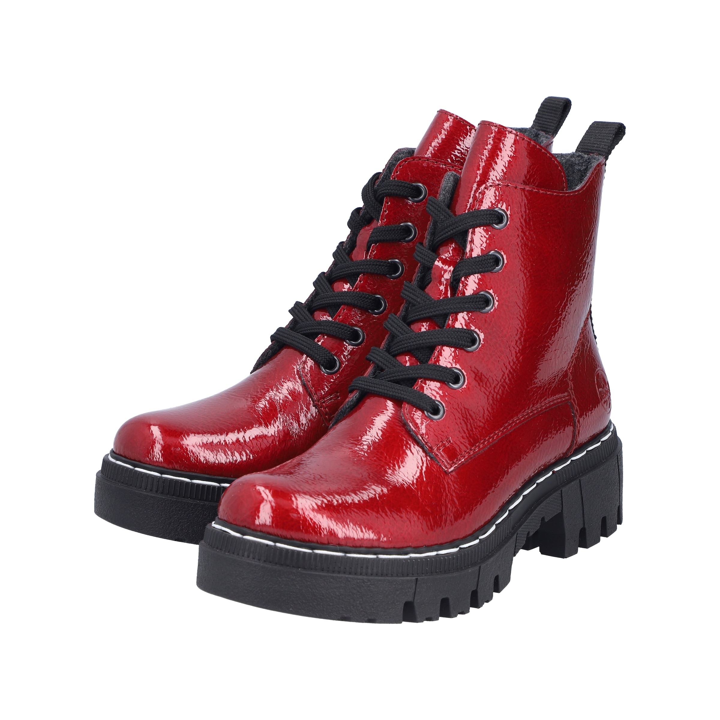 Rieker Lace-Up Ankle Boots in Red