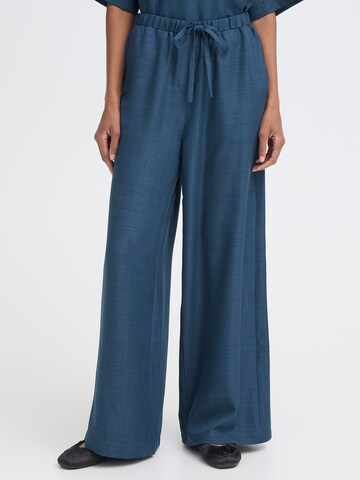 ICHI Широки крачоли Панталон 'IHKATICO' в синьо: отпред