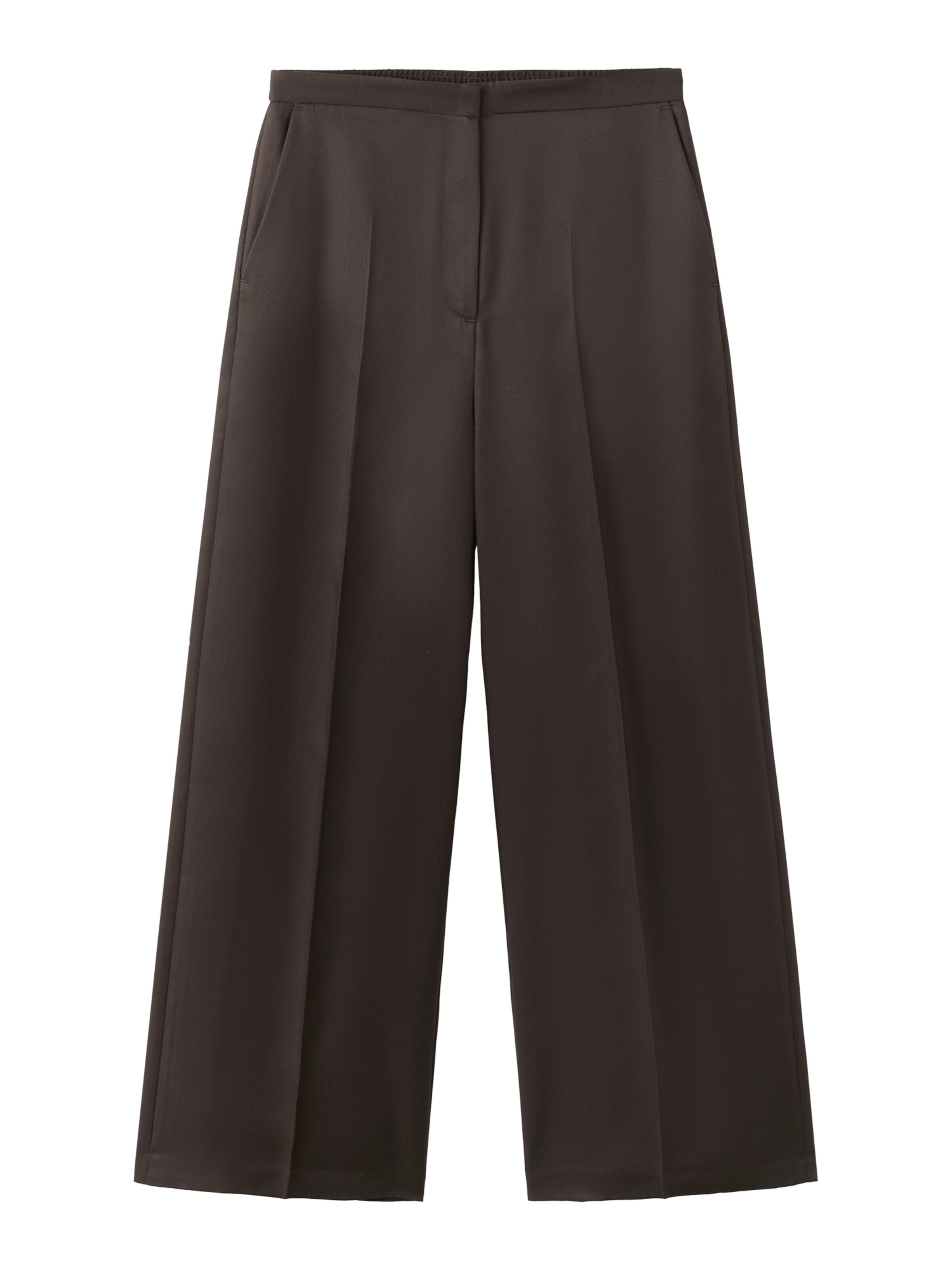 MANGO Wide Leg Suorat housut 'FLUID' värissä ruskea: etupuoli