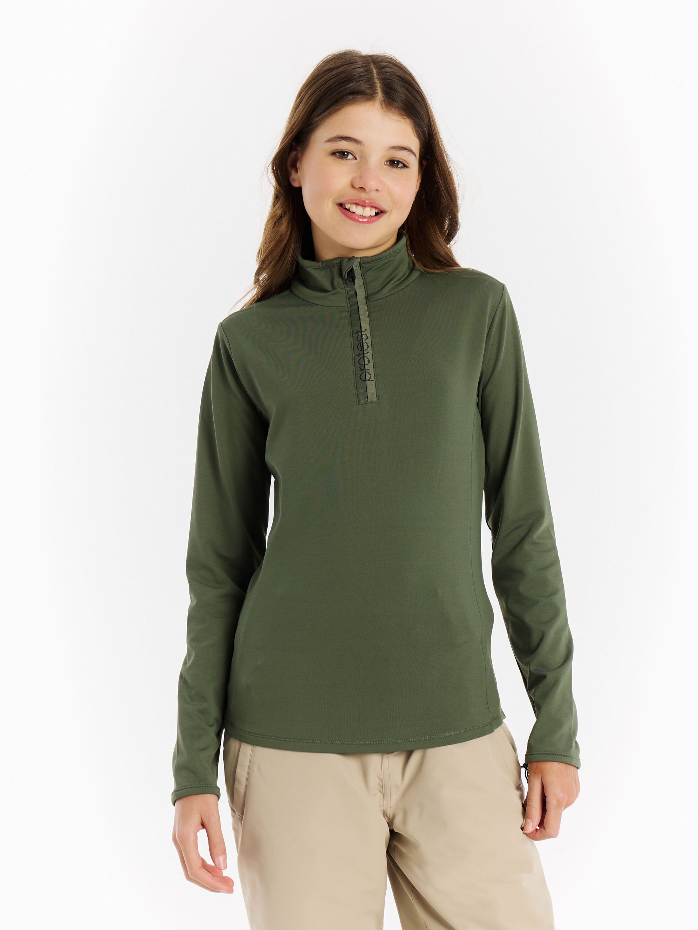 PROTEST Sportief sweatshirt 'REFABRIZOY JR' in Groen: voorkant
