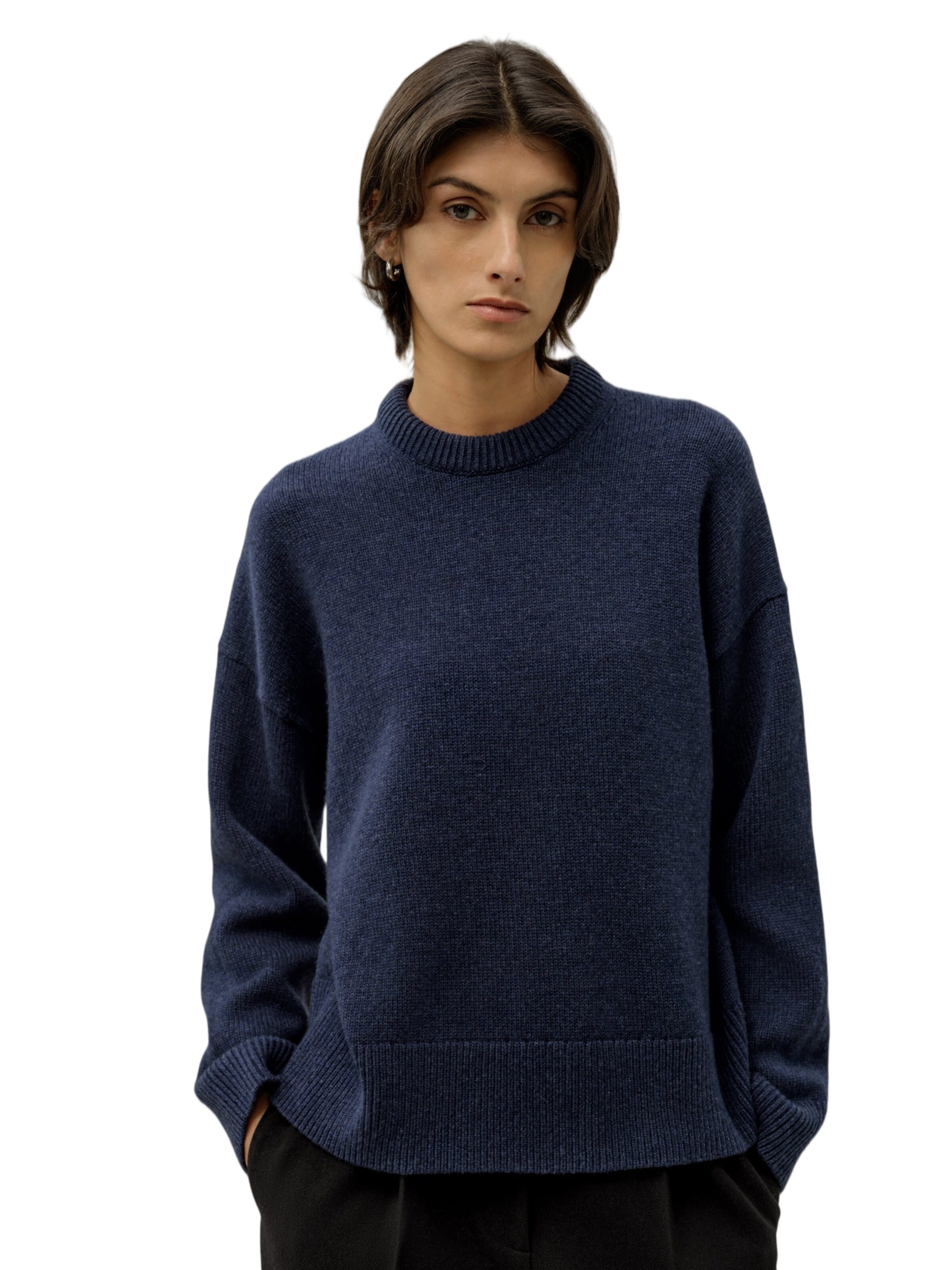 Lilysilk Pullover 'Wolle und Kaschmir Oversize Pullover mit Rundhalsausschnitt'‌‌‌‌‌ in Blau