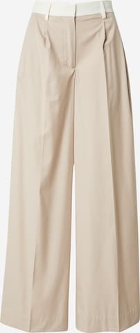 REMAIN Wide leg Veckad byxa i beige: framsida