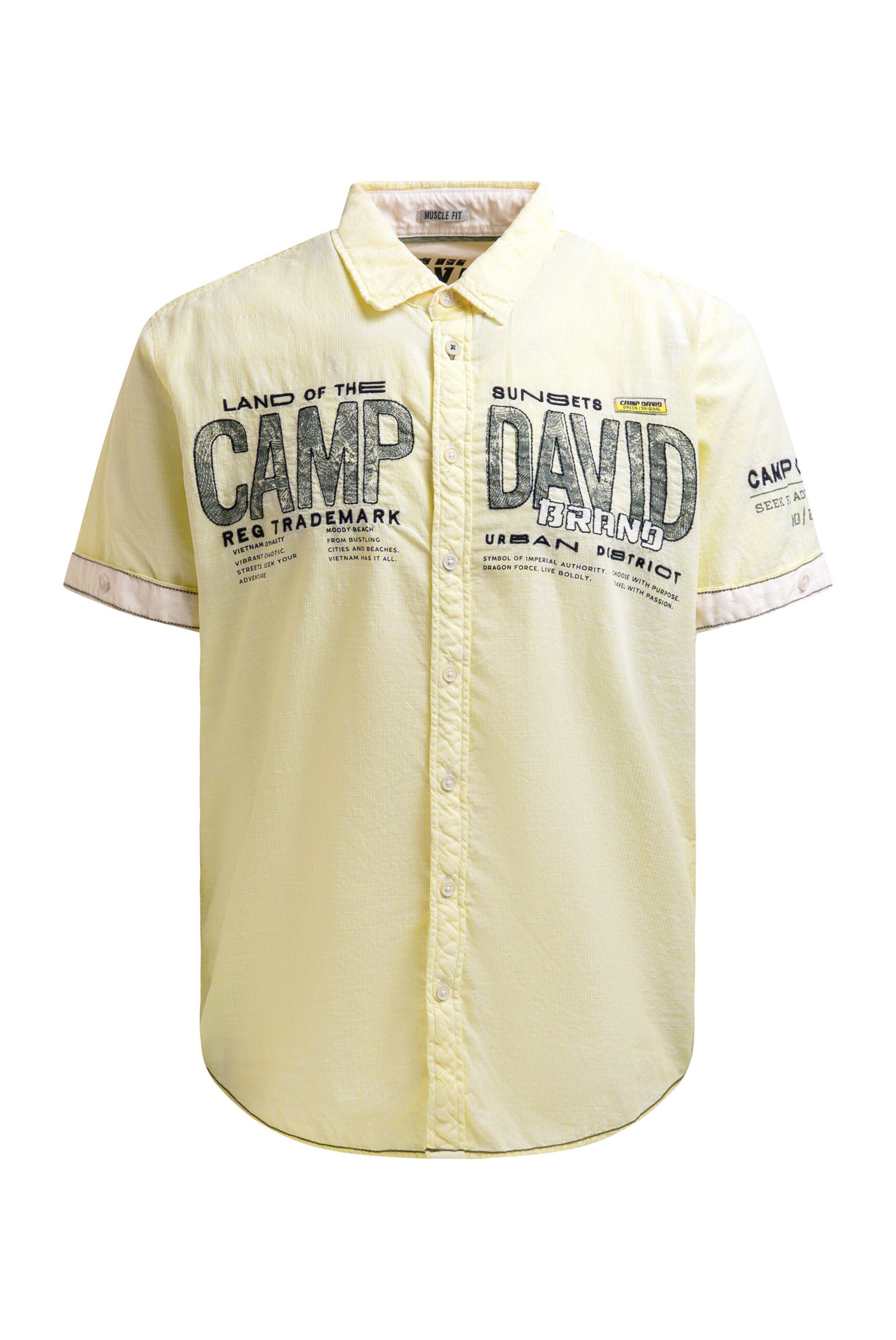 CAMP DAVID Slim fit Button Up Shirt in Yellow: front