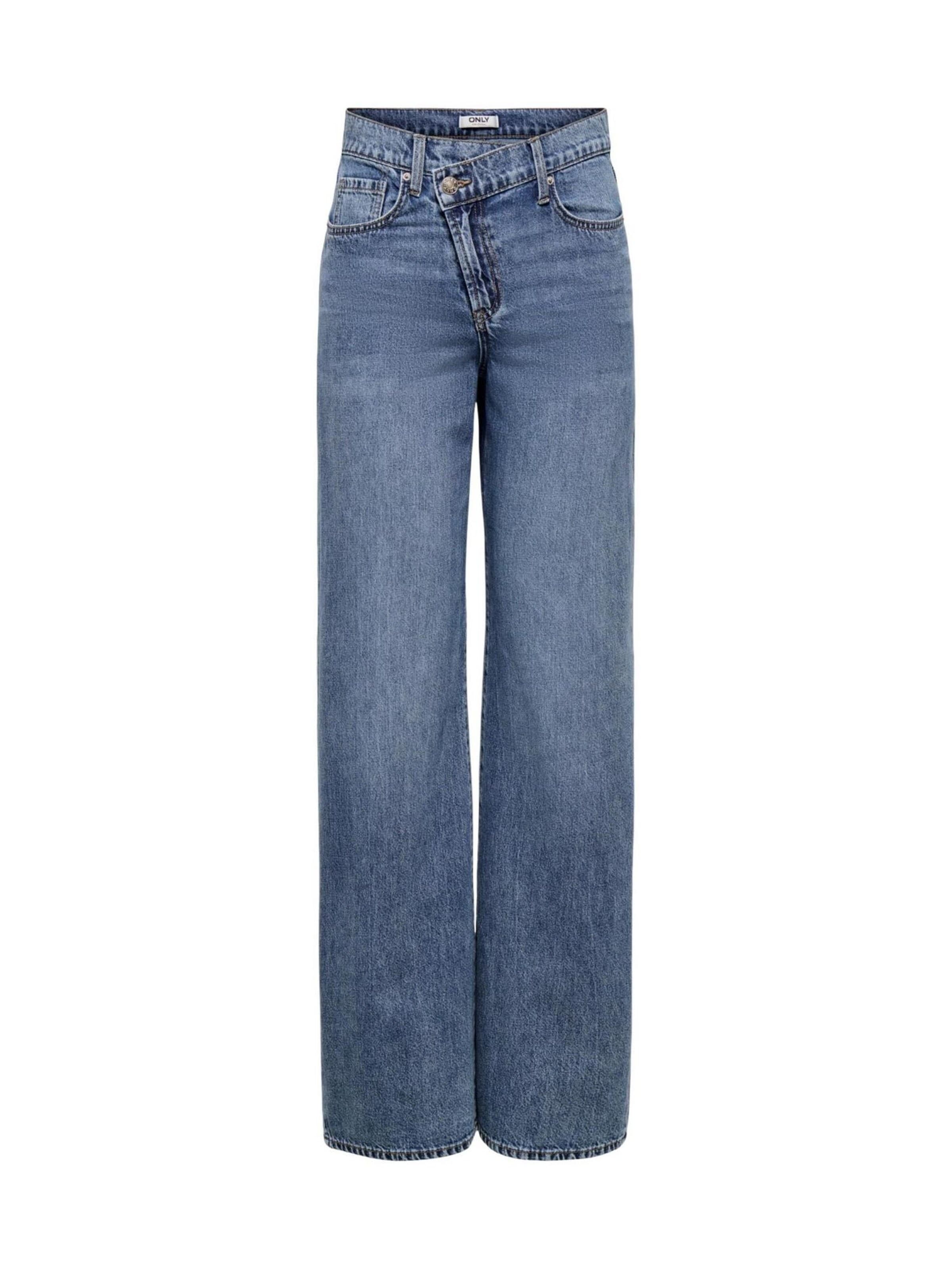 Wide leg Jeans 'Onlhope Mw Wideuneven Closure Dnm Pim 15366323' di ONLY in blu: frontale