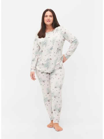 Skinny Pantalon de pyjama 'Mavlis' Zizzi en blanc