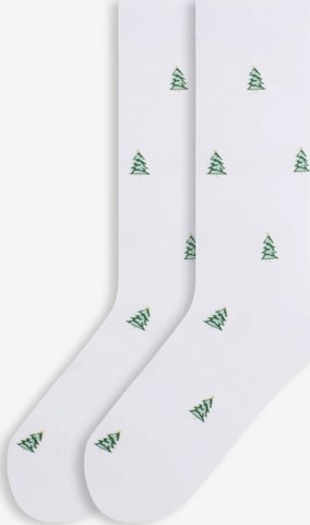 Von Jungfeld Socken 'mit Weihnachtsmotiven' in Weiß: Vorderseite