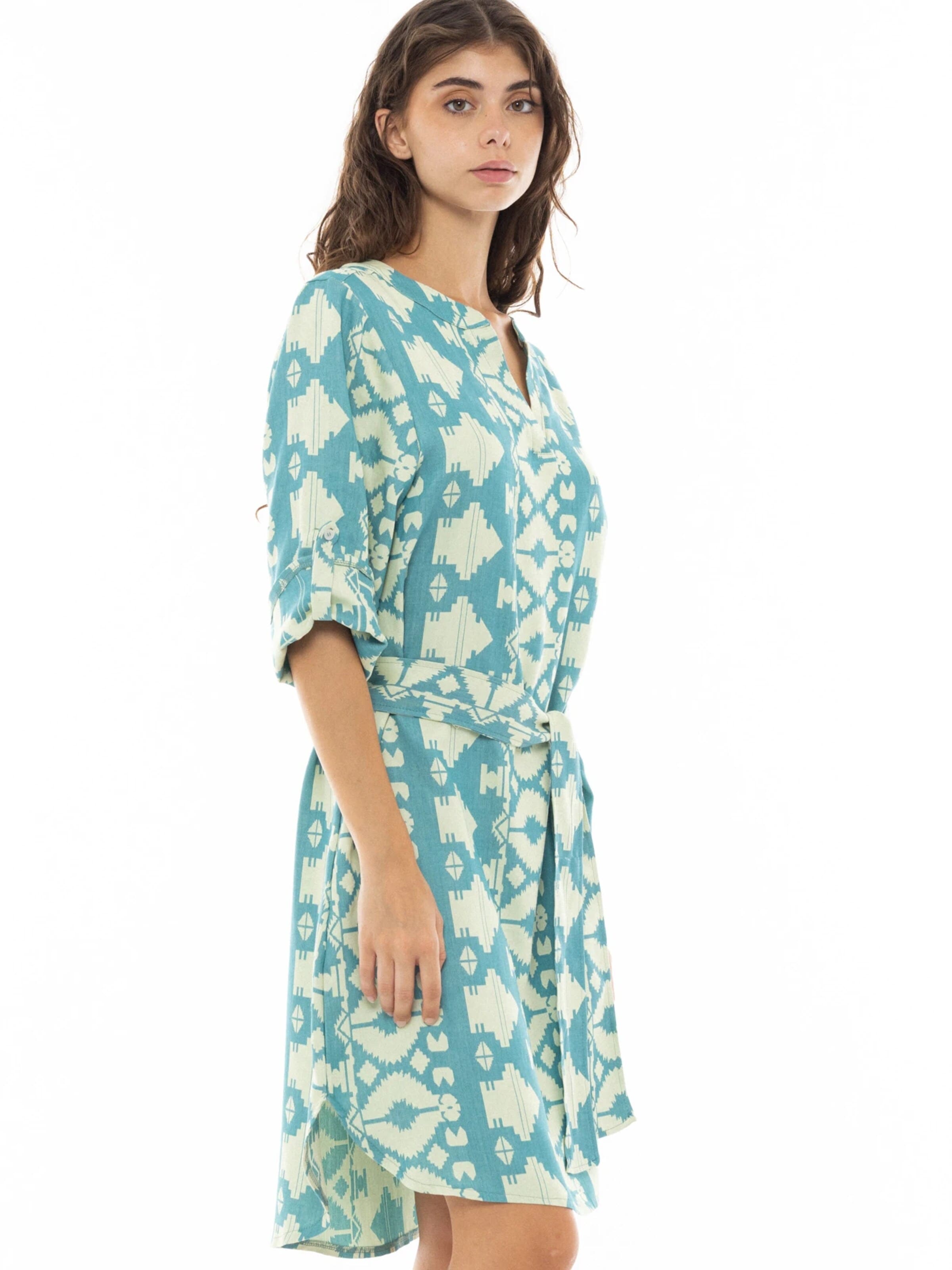Pink Label Zomerjurk 'BEACHWEAR EMBROIDERY AQUA' in Groen