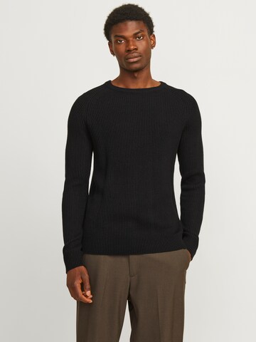 JACK & JONES Sweater 'JJPannel' in Black: front