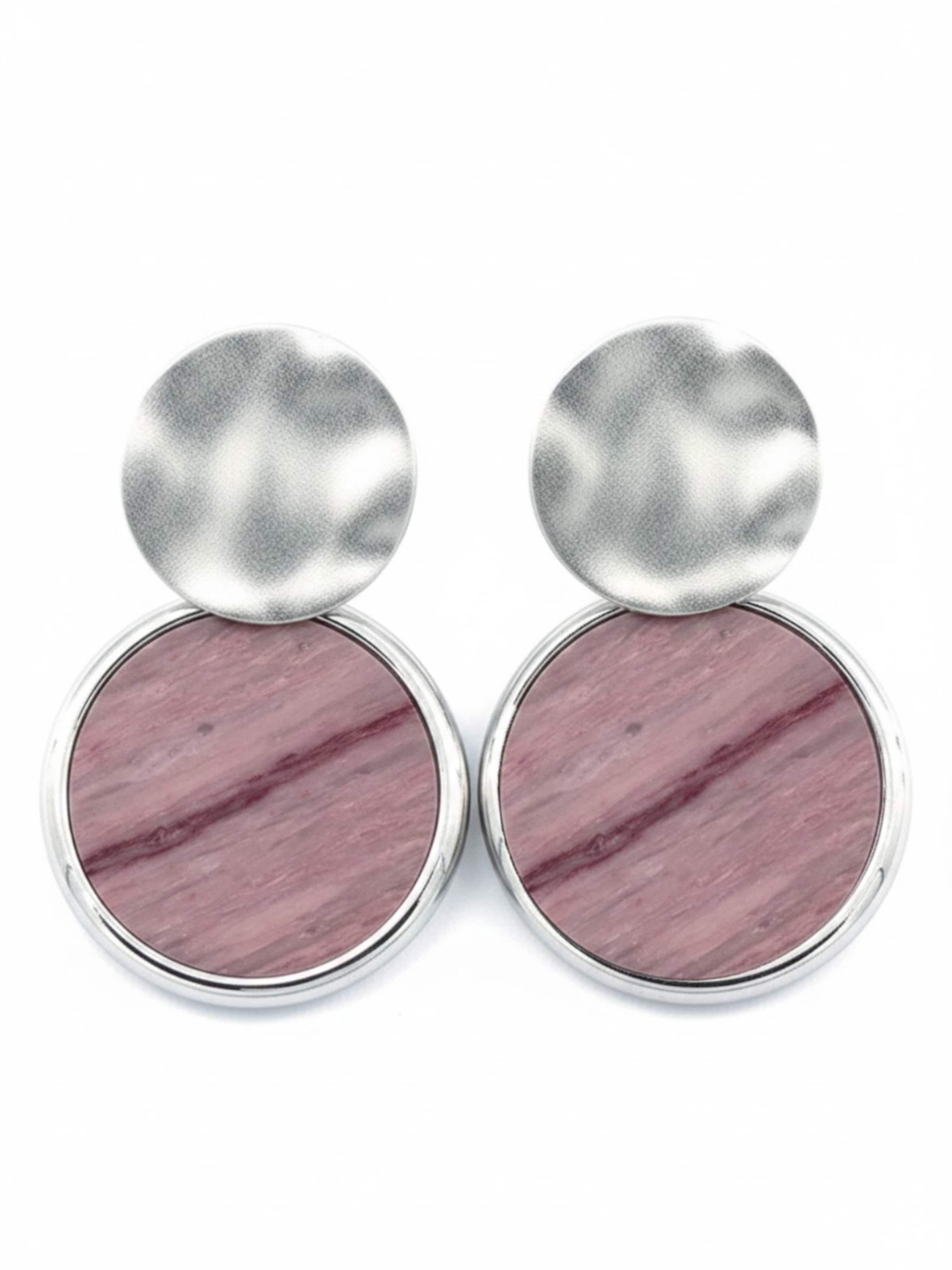 Sergio Engel Ohrringe 'Beach Ohrring 03 Eleganter Plättchenstecker mit Natursteinanhänger'‌‌‌ in Pink: Vorderseite