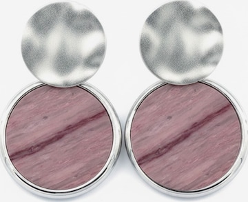 Sergio Engel Ohrringe 'Beach Ohrring 03 Eleganter Plättchenstecker mit Natursteinanhänger' in Pink: Vorderseite