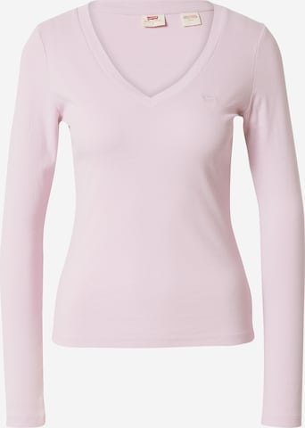 LEVI'S ® Тениска 'Long Sleeve V-Neck Baby Tee' в розово: отпред