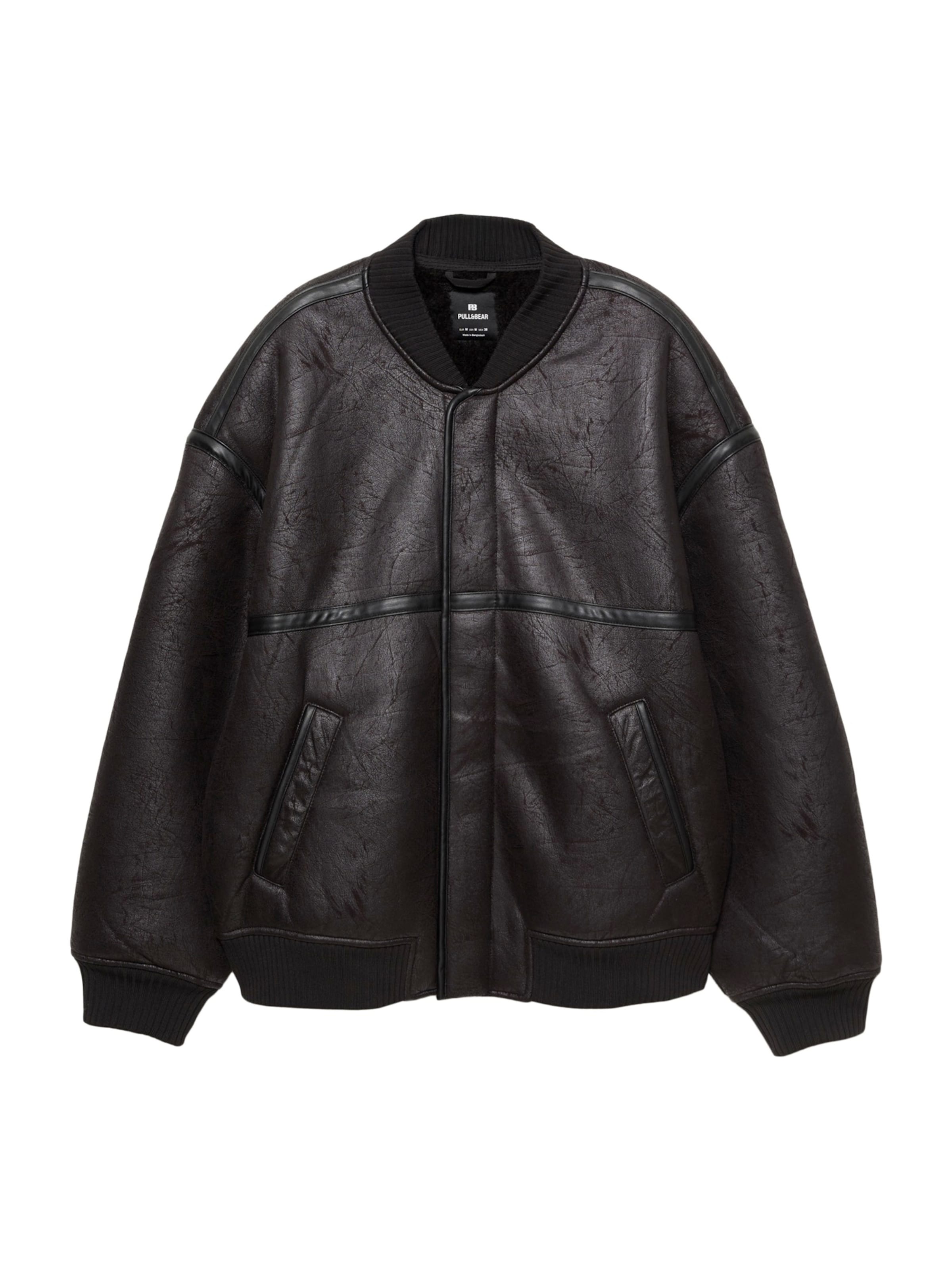 Pull&Bear Přechodná bunda – černá: přední strana