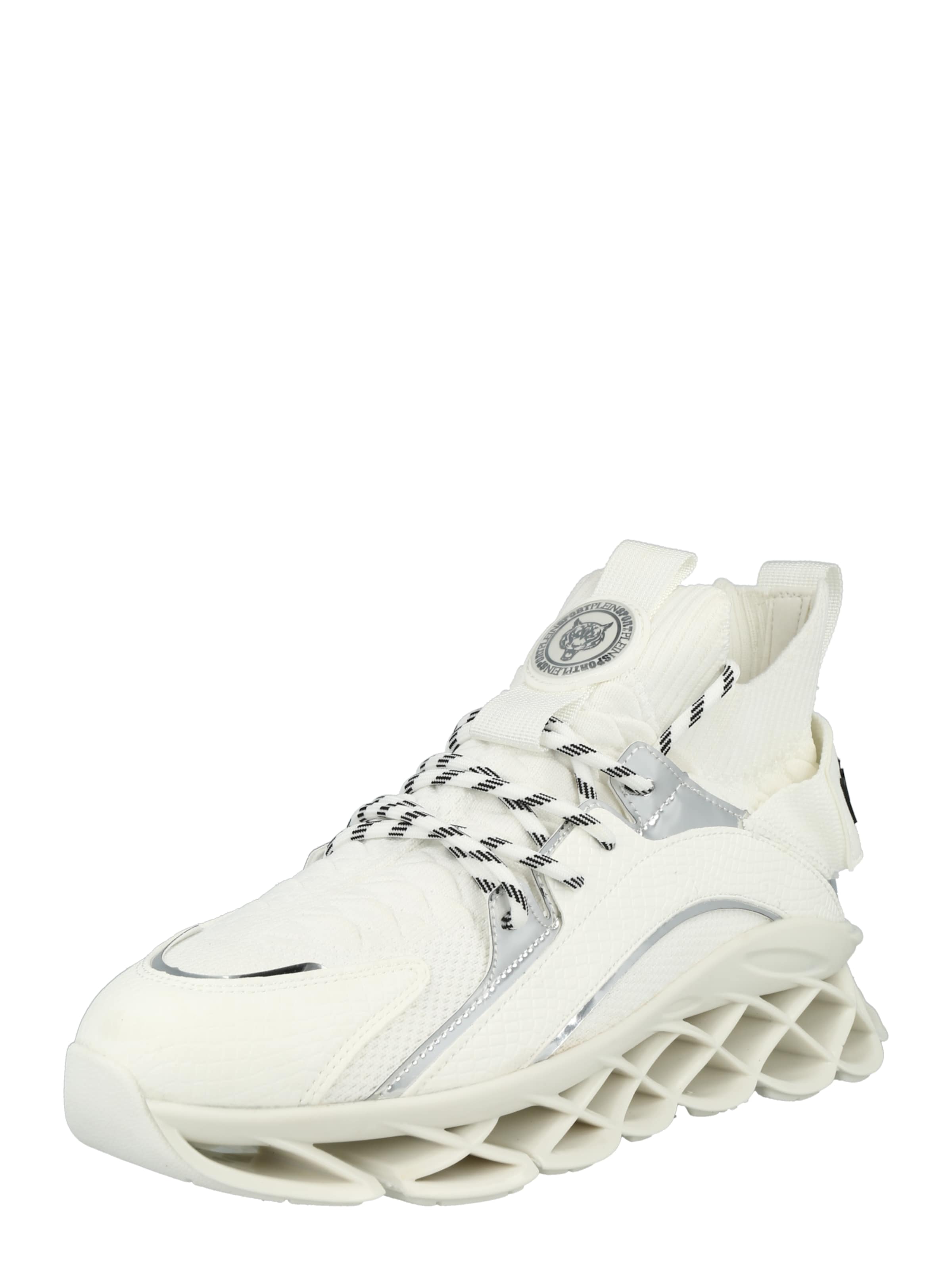 Plein Sport - Sapatilhas baixas 'Runner Tiger' em branco: frente