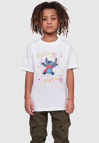 ABSOLUTE CULT T-Shirt 'Lilo And Stitch - Merry Rainbow' in Weiß: predná strana