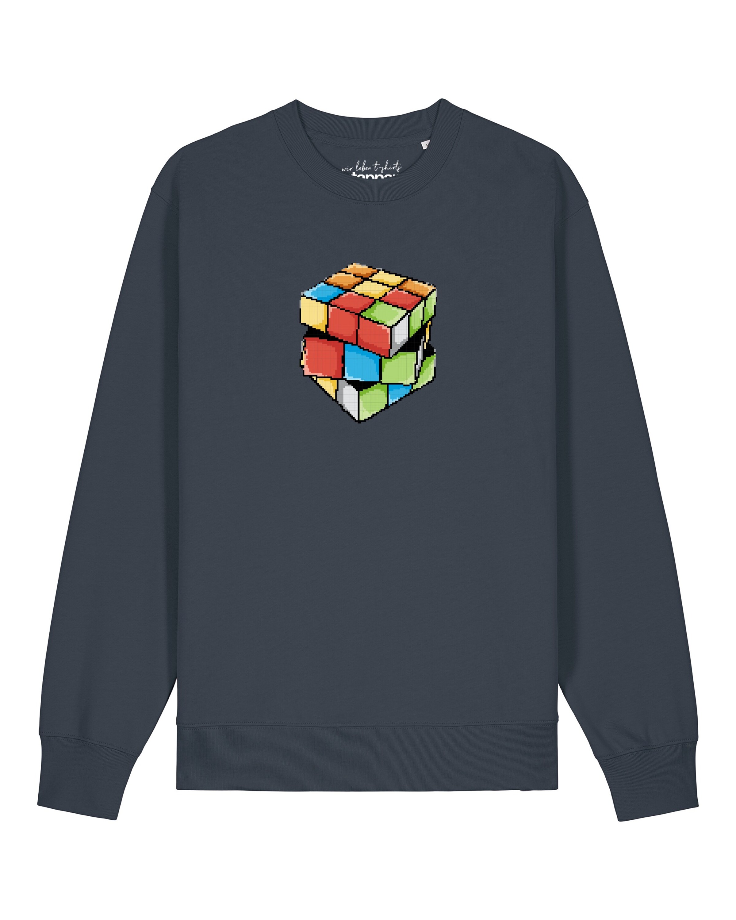 Sweat-shirt ' Pixel Zauberwürfel ' Watapparel en gris : devant