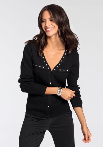 BRUNO BANANI Knit Cardigan in Black: front