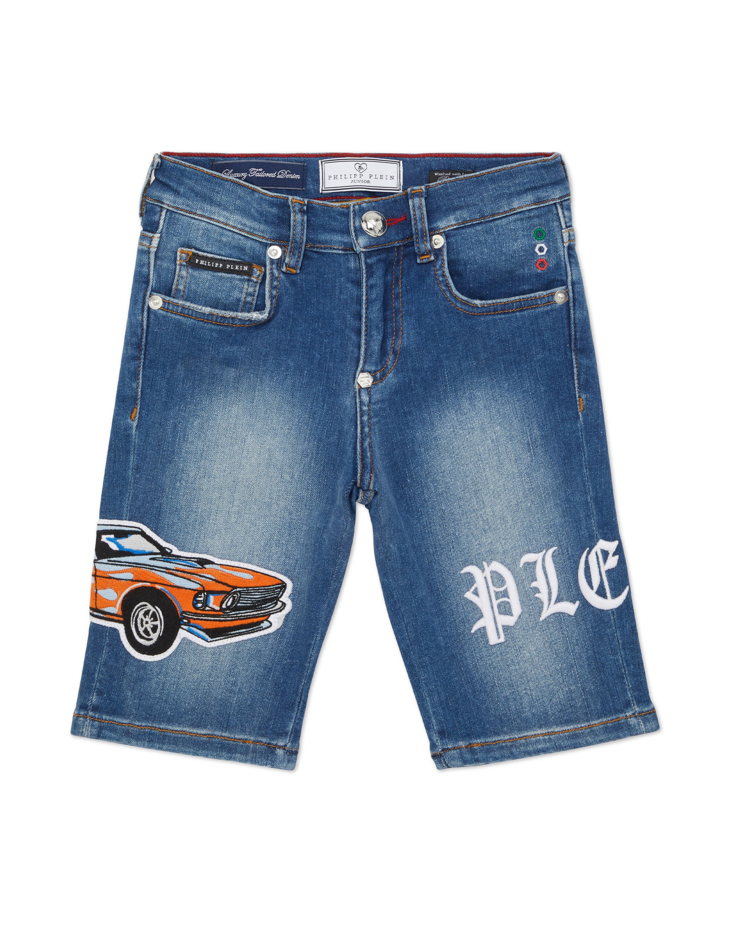 Philipp Plein - regular Vaquero 'Racing' en azul: frente