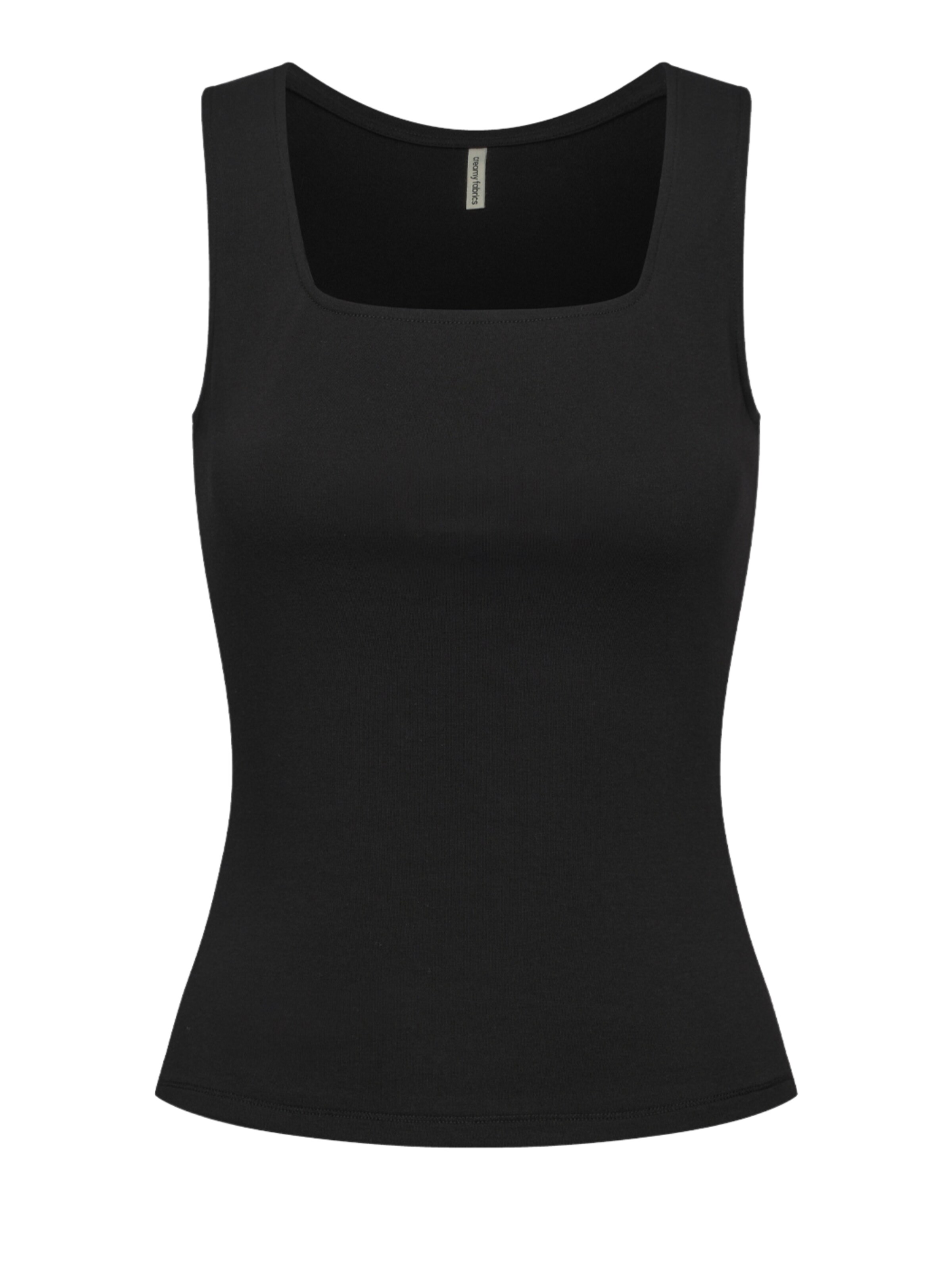 cfab (formerly creamy fabrics) Top 'Cotton Tanktop mit eckigem Ausschnitt' in Black: front
