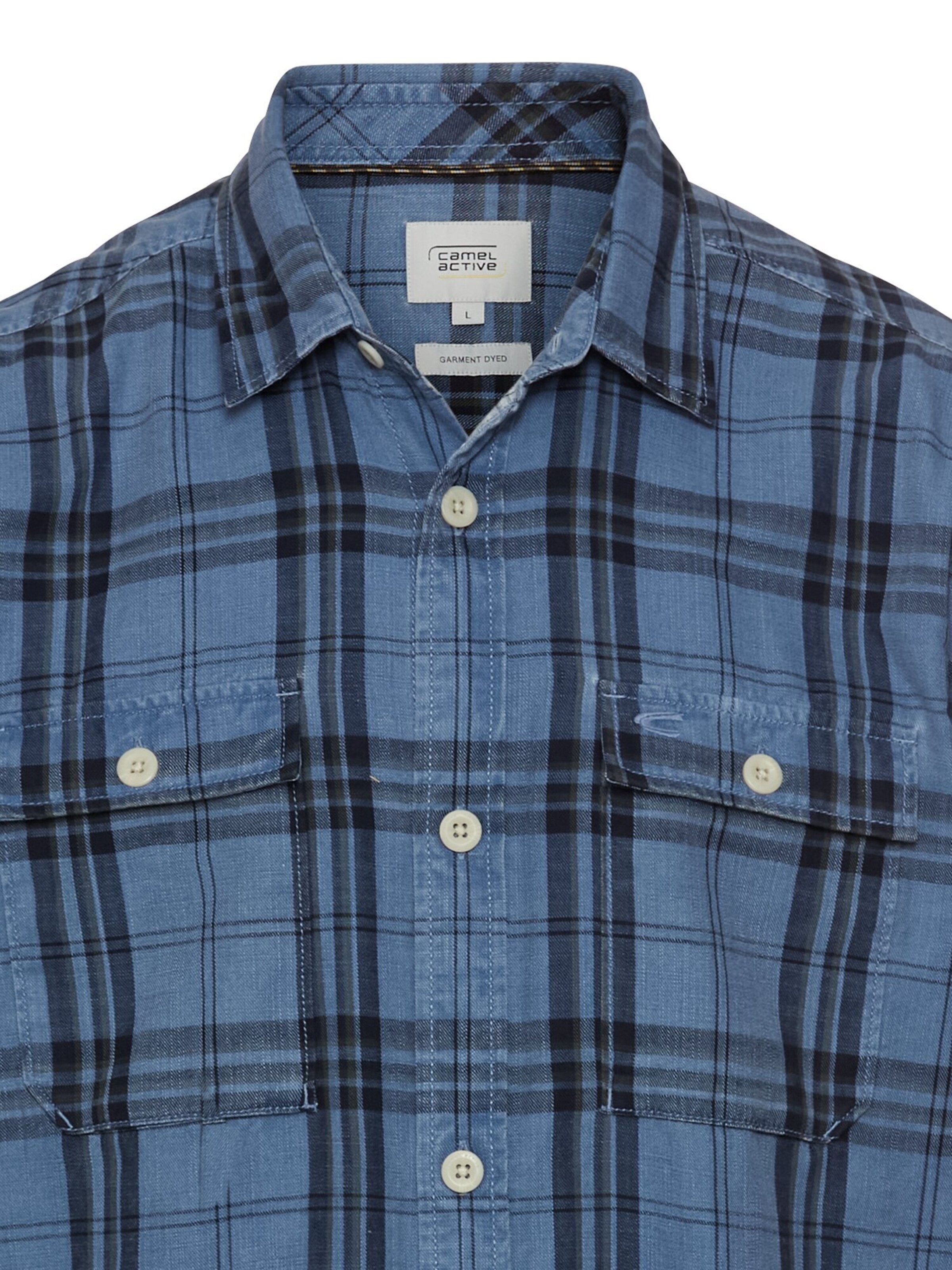 CAMEL ACTIVE Regular Fit Karohemd aus reiner Baumwolle in Blau
