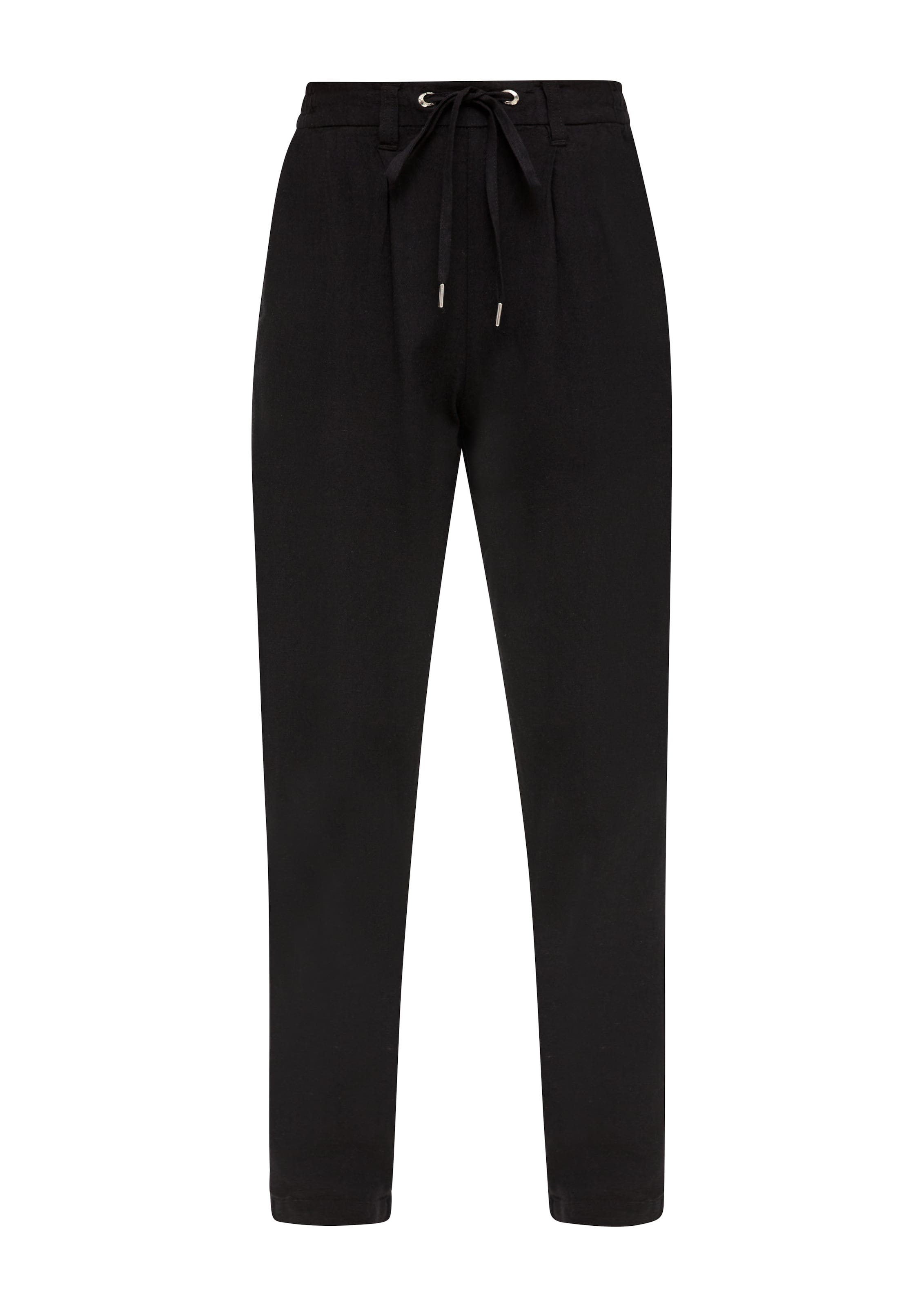 QS Regular Pleat-Front Pants in Black: front