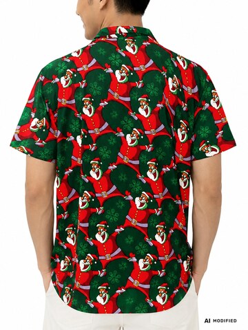 King Kameha Regular fit Overhemd 'Christmas Laughing Santa' in Groen