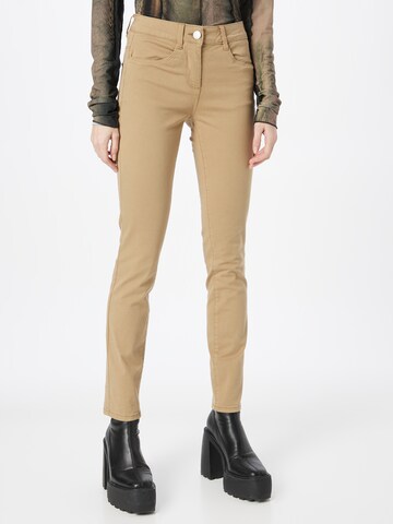 Coupe slim Jean 'Alexa' TOM TAILOR en beige : devant