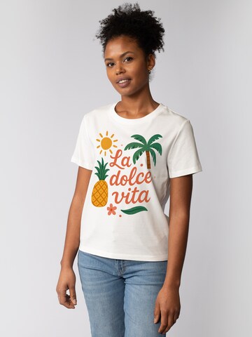 Watapparel T-Shirt 'La Dolce Vita' in Weiß: Vorderseite