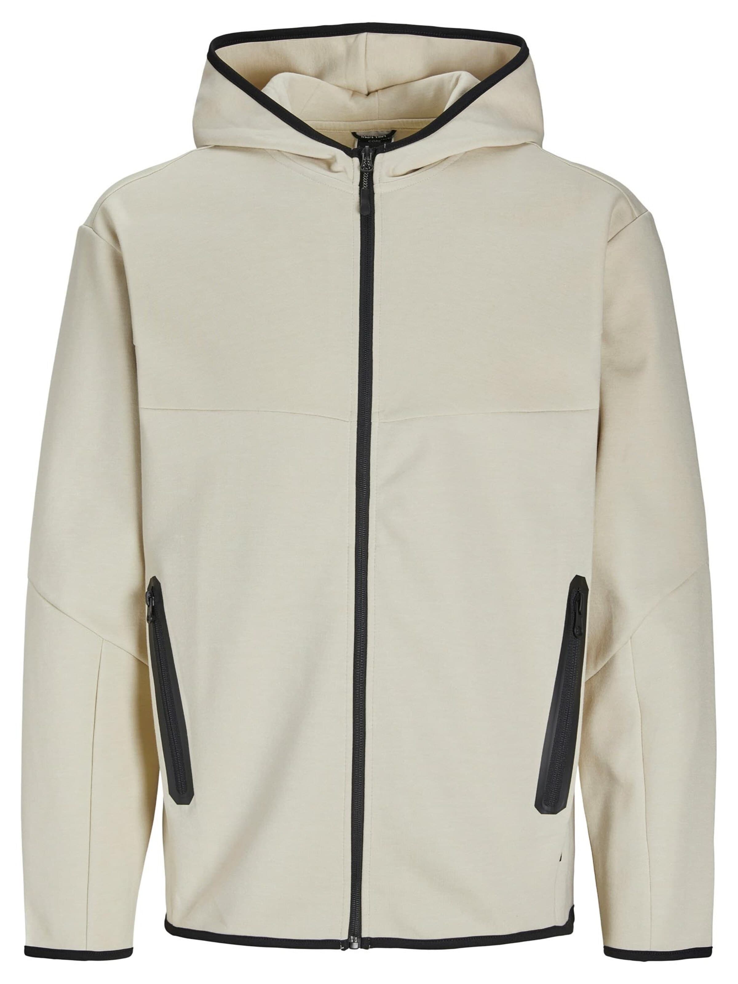JACK & JONES Sweatjacke 'Fusion'‌‌‌‌ in Beige: Vorderseite