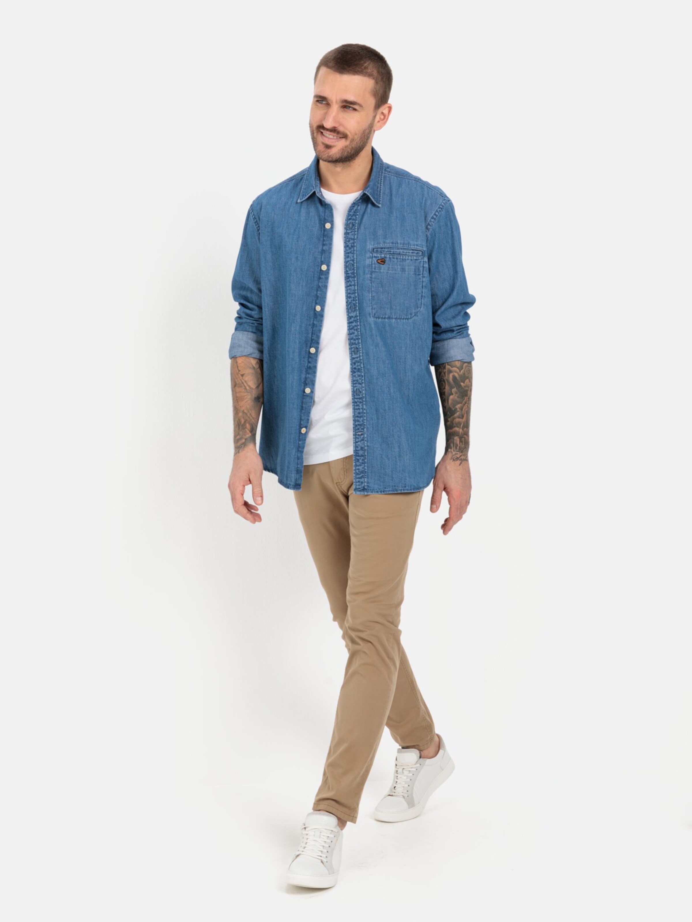 CAMEL ACTIVE Regular Fit Jeanshemd aus reiner Baumwolle in Blau
