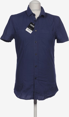 BIKKEMBERGS Button Up Shirt in S in Blue: front