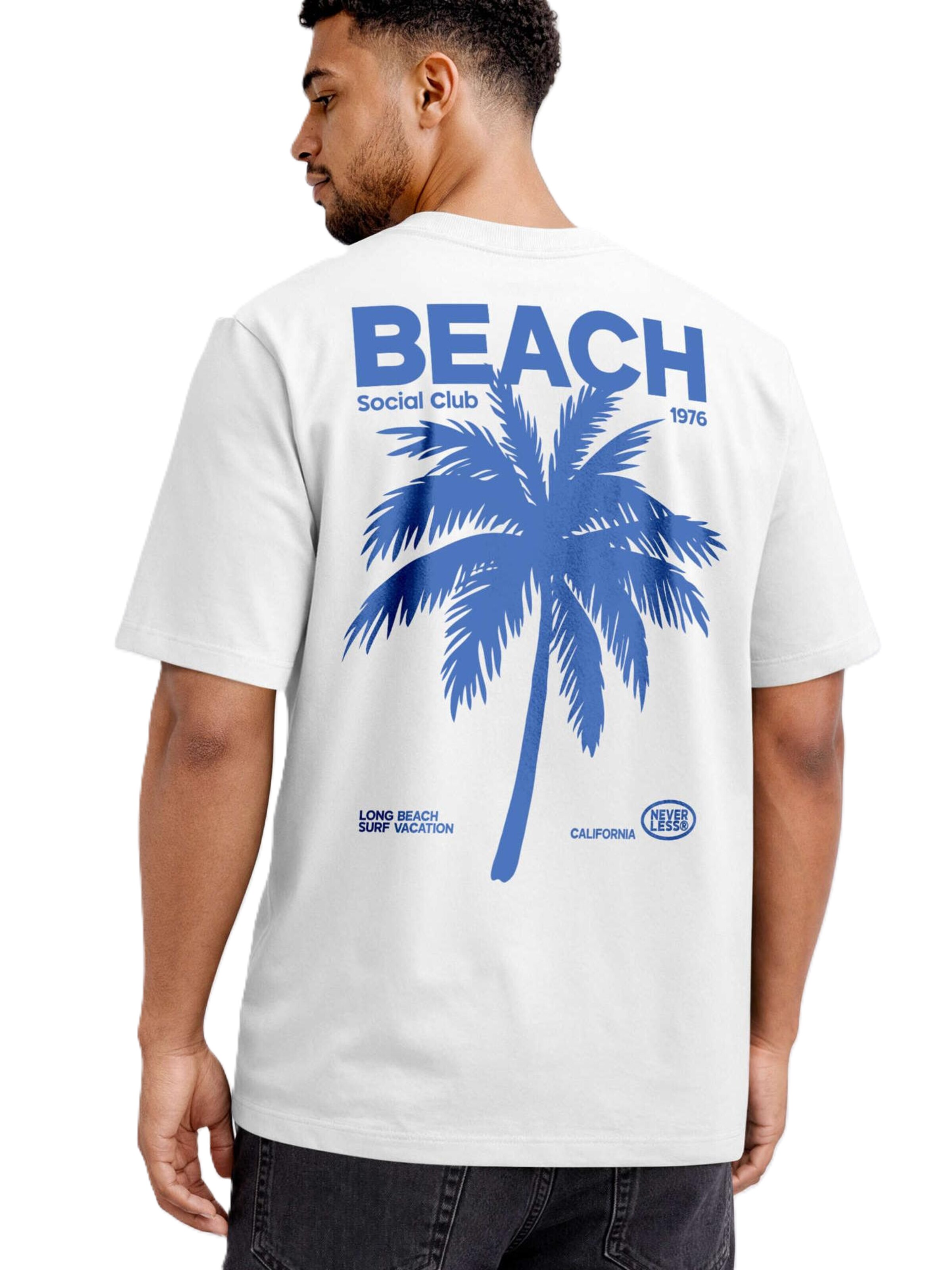 Neverless Shirt 'Beach Club Palme' in White