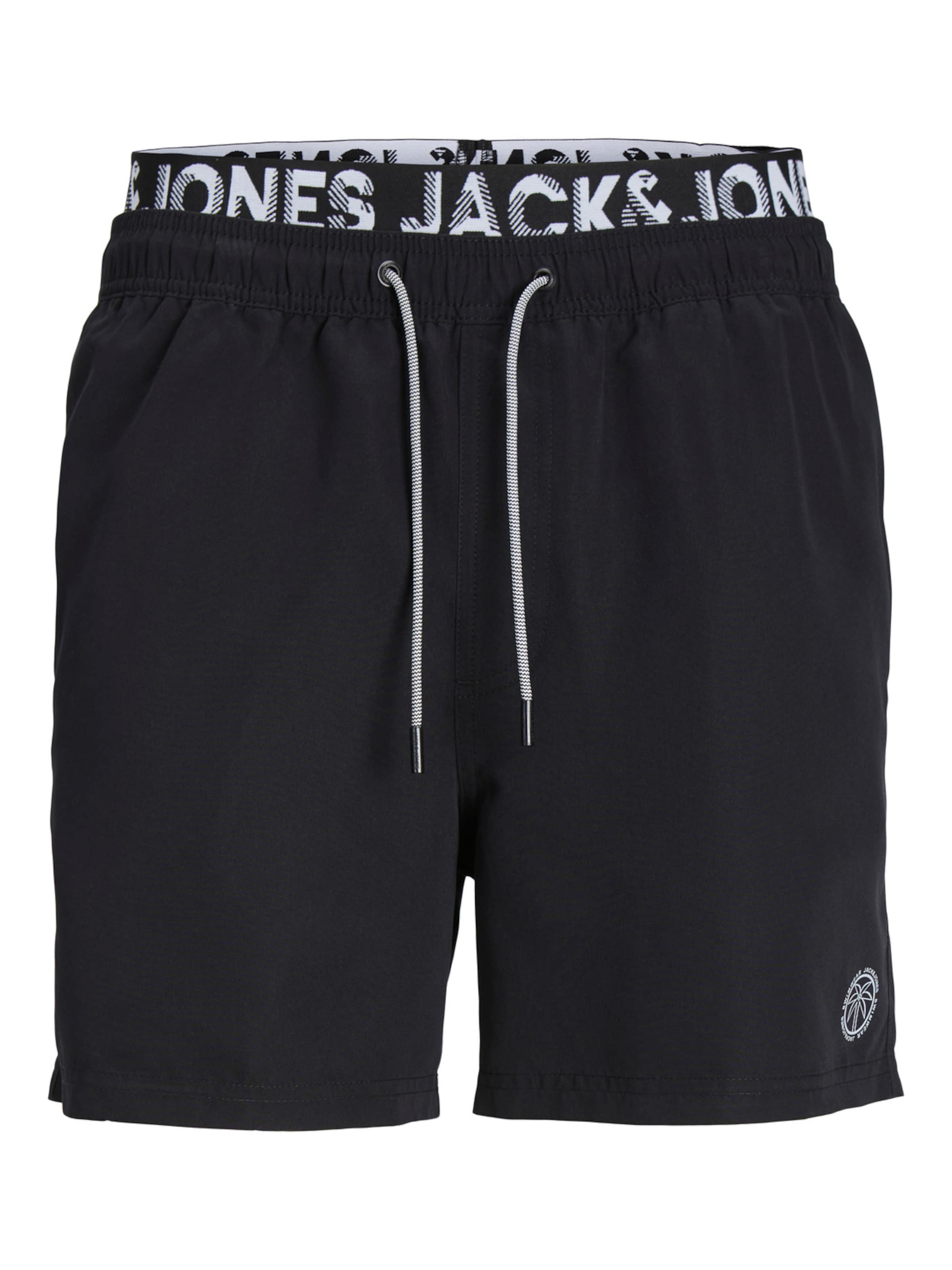 JACK & JONES Badeshorts 'JPSTFiji' in L in schwarz / weiß, Produktansicht