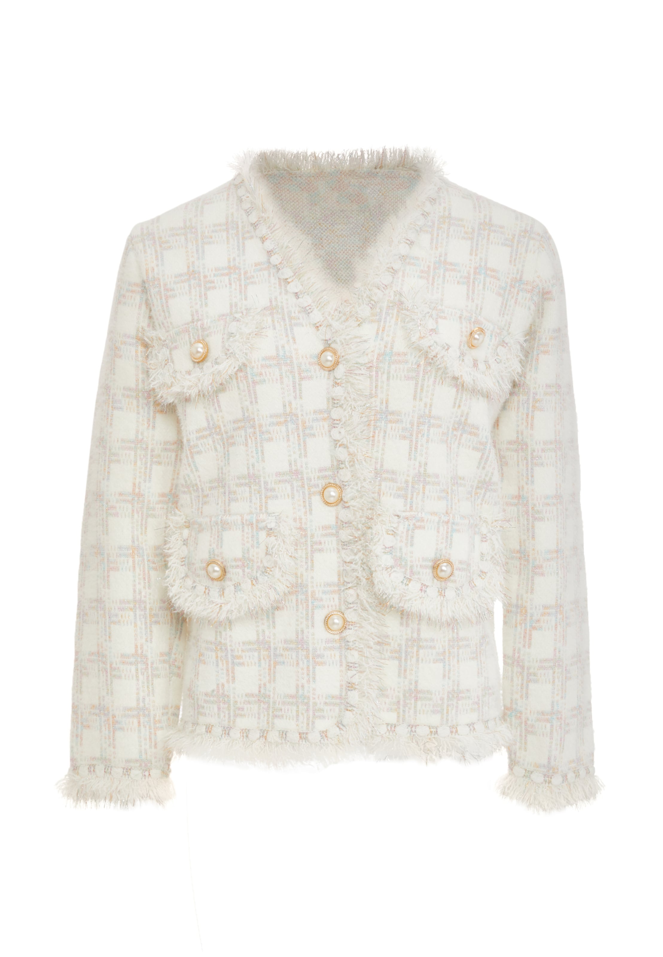 YASANNA Strickjacke in Weiß: Vorderseite