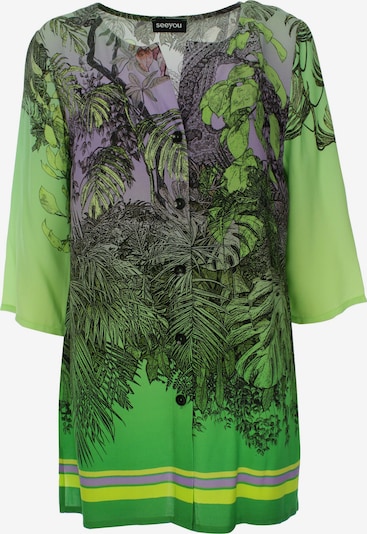 SEEYOU BY BIGGI M. Bluse in grün / hellgrün / flieder / schwarz, Produktansicht