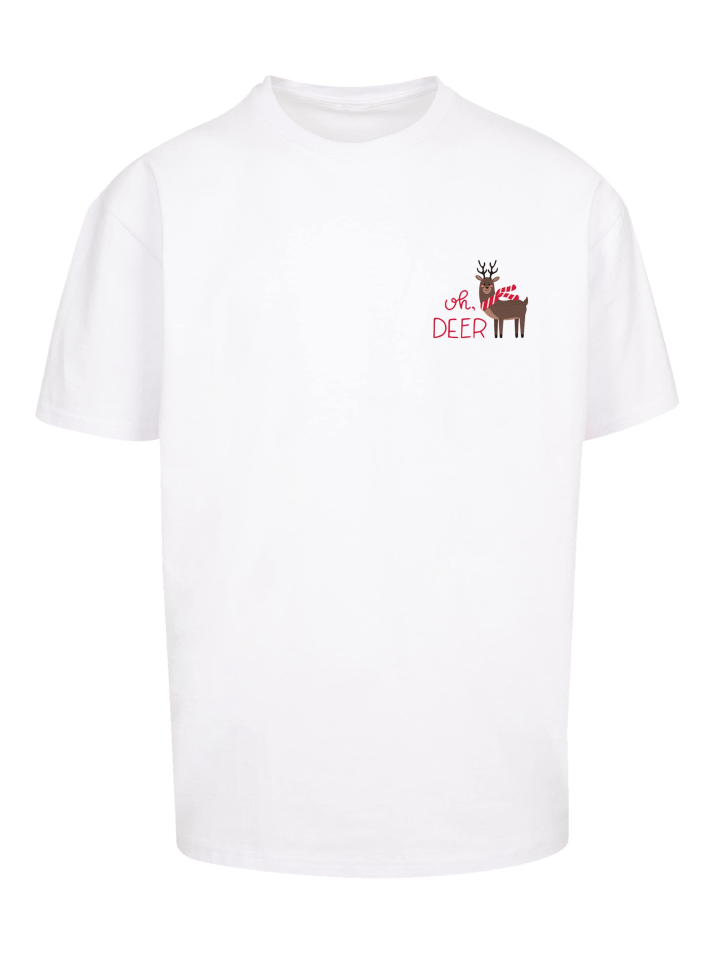 F4NT4STIC Shirt 'Christmas Deer' in White: front