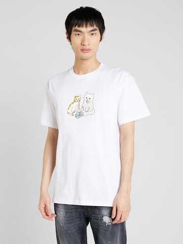 Cleptomanicx Shirt 'Cats' in White: front